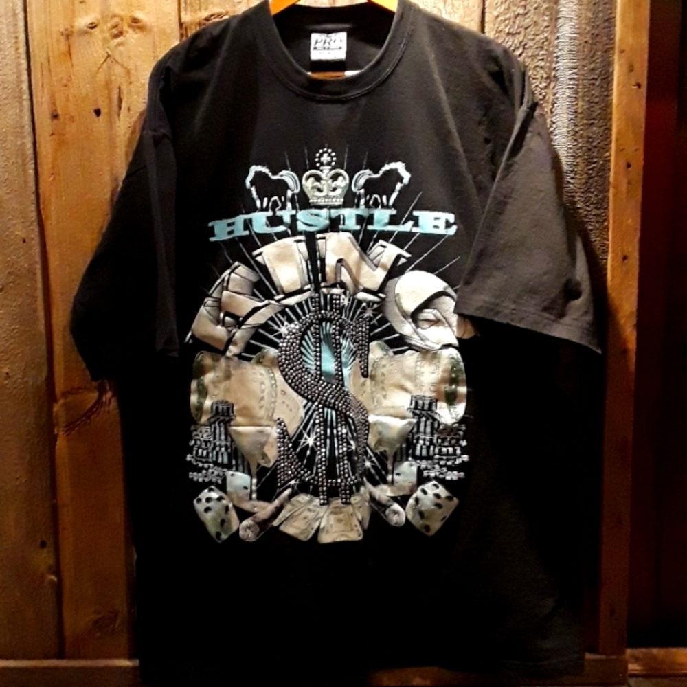 Pro champ T-shirt XXL Tall black/silver/lt blue